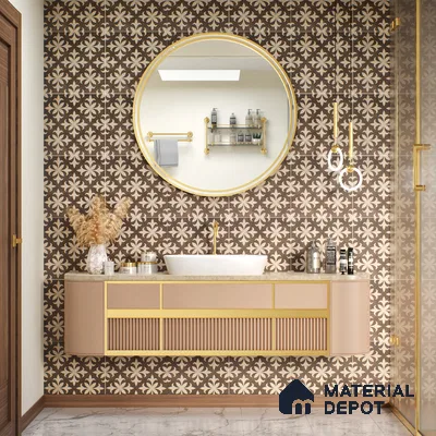 Moroccan Wall & Floor Tile TL 05222 Zellige Choco Beige Petals Brown 1 ft x 1 ft Vitrified Matte Finish - 9 mm | Suitable for Kitchen, Bathroom, Balcony | Please Expect a Slight Variation of Pattern