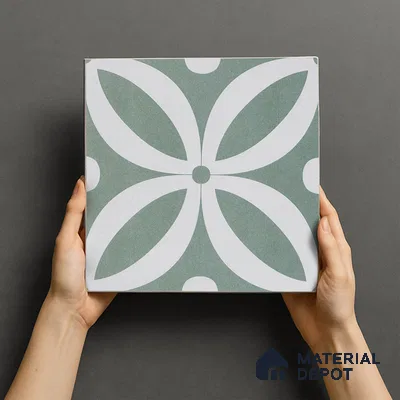 Moroccan Tile TL 05218 Zellige Deep Emerald Green Multi Colour 1 ft x 1 ft Vitrified Matte Finish - 9 mm | Suitable for Kitchen, Bathroom, Balcony Floor & Wall | Please Expect a Slight Variation of Pattern (Sample)