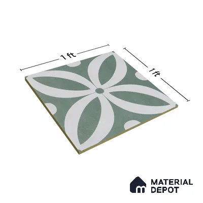 Moroccan Tile TL 05218 Zellige Deep Emerald Green Multi Colour 1 ft x 1 ft Vitrified Matte Finish - 9 mm | Suitable for Kitchen, Bathroom, Balcony Floor & Wall | Please Expect a Slight Variation of Pattern (Sample)