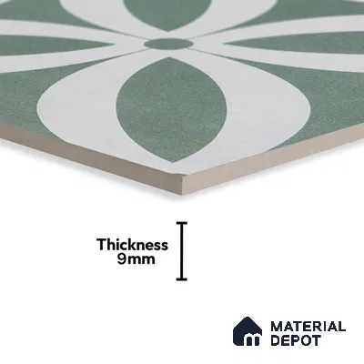 Moroccan Tile TL 05218 Zellige Deep Emerald Green Multi Colour 1 ft x 1 ft Vitrified Matte Finish - 9 mm | Suitable for Kitchen, Bathroom, Balcony Floor & Wall | Please Expect a Slight Variation of Pattern (Sample)