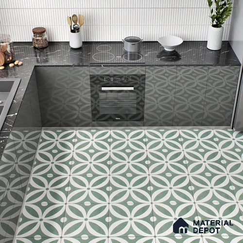 Moroccan Wall & Floor Tile TL 05218 Zellige Deep Emerald Green Multi Colour 1 ft x 1 ft Vitrified Matte Finish - 9 mm | Suitable for Kitchen, Bathroom, Balcony | Please Expect a Slight Variation of Pattern