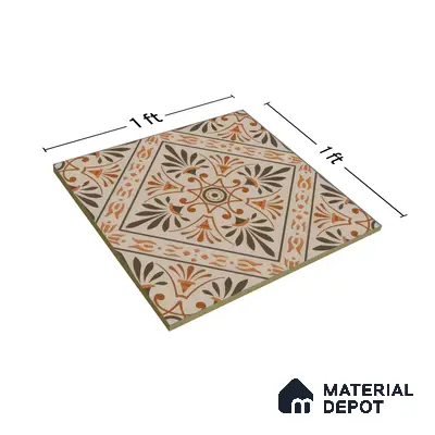 Moroccan Tile TL 05181 B Zellige Sahara Sunburst Beige 1 ft x 1 ft Vitrified Matte Finish - 9 mm | Suitable for Kitchen, Bathroom, Balcony Floor & Wall | Please Expect a Slight Variation of Pattern