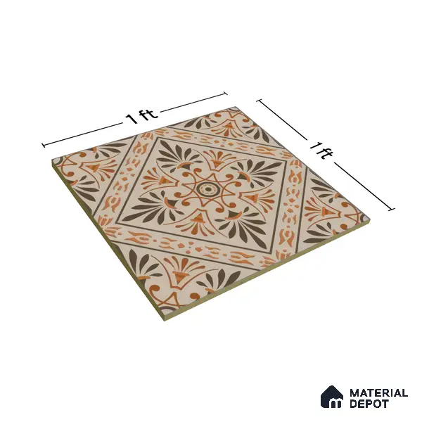 Moroccan Tile TL 05181 B Zellige Sahara Sunburst Beige 1 ft x 1 ft Vitrified Matte Finish - 9 mm | Suitable for Kitchen, Bathroom, Balcony Floor & Wall | Please Expect a Slight Variation of Pattern