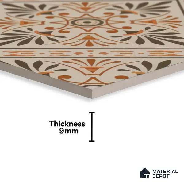 Moroccan Tile TL 05181 B Zellige Sahara Sunburst Beige 1 ft x 1 ft Vitrified Matte Finish - 9 mm | Suitable for Kitchen, Bathroom, Balcony Floor & Wall | Please Expect a Slight Variation of Pattern