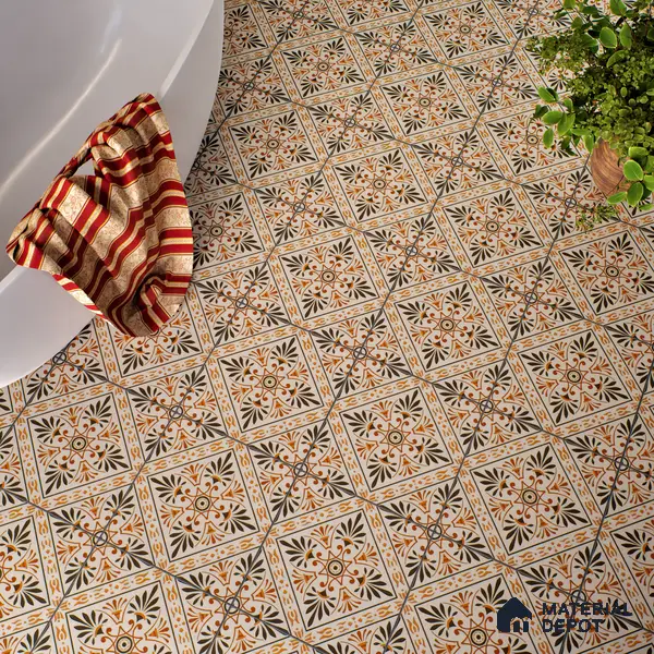 Moroccan Tile TL 05181 B Zellige Sahara Sunburst Beige 1 ft x 1 ft Vitrified Matte Finish - 9 mm | Suitable for Kitchen, Bathroom, Balcony Floor & Wall | Please Expect a Slight Variation of Pattern