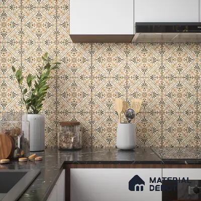 Moroccan Tile TL 05181 B Zellige Sahara Sunburst Beige 1 ft x 1 ft Vitrified Matte Finish - 9 mm | Suitable for Kitchen, Bathroom, Balcony Floor & Wall | Please Expect a Slight Variation of Pattern