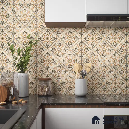 Moroccan Tile TL 05181 B Zellige Sahara Sunburst Beige 1 ft x 1 ft Vitrified Matte Finish - 9 mm | Suitable for Kitchen, Bathroom, Balcony Floor & Wall | Please Expect a Slight Variation of Pattern
