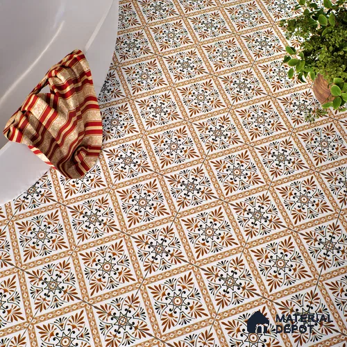 Moroccan Wall & Floor Tile TL 05181 Zellige Desert Flora Brown 1 ft x 1 ft Vitrified Matte Finish - 9 mm | Suitable for Kitchen, Bathroom, Balcony | Please Expect a Slight Variation of Pattern