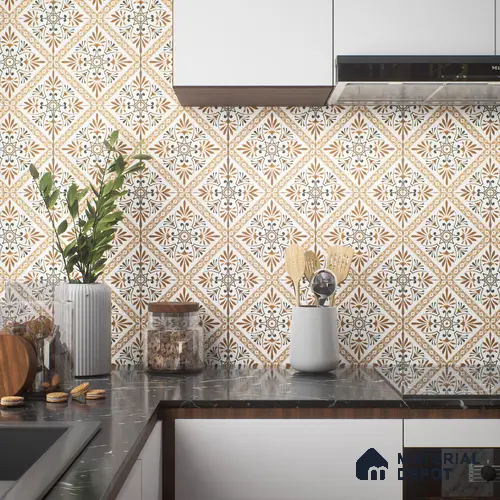 Moroccan Tile TL 05181 Zellige Desert Flora Brown 1 ft x 1 ft Vitrified Matte Finish - 9 mm | Suitable for Kitchen, Bathroom, Balcony Floor & Wall | Please Expect a Slight Variation of Pattern
