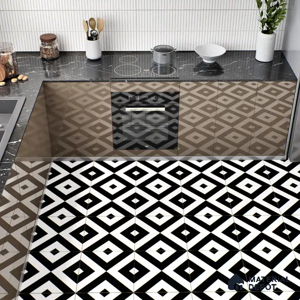 Moroccan Tile TL 05212 Zellige Endless Square Multi Colour 1 ft x 1 ft Vitrified Matte Finish - 9 mm | Suitable for Kitchen, Bathroom, Balcony Floor & Wall | Please Expect a Slight Variation of Pattern