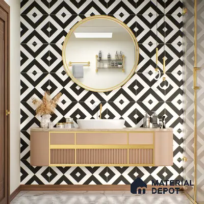 Moroccan Tile TL 05212 Zellige Endless Square Multi Colour 1 ft x 1 ft Vitrified Matte Finish - 9 mm | Suitable for Kitchen, Bathroom, Balcony Floor & Wall | Please Expect a Slight Variation of Pattern