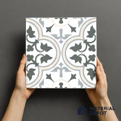 Moroccan Tile TL 05175 Zellige Green Floral Multi Colour 1 ft x 1 ft Vitrified Matte Finish - 9 mm | Suitable for Kitchen, Bathroom, Balcony Floor & Wall | Please Expect a Slight Variation of Pattern (Sample)