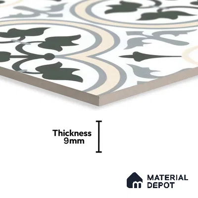Moroccan Tile TL 05175 Zellige Green Floral Multi Colour 1 ft x 1 ft Vitrified Matte Finish - 9 mm | Suitable for Kitchen, Bathroom, Balcony Floor & Wall | Please Expect a Slight Variation of Pattern (Sample)