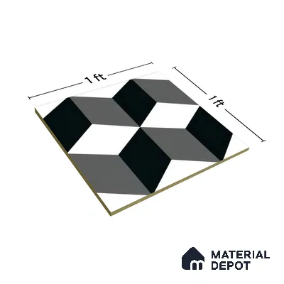 Moroccan Tile TL 05182 Zellige Shadow Sands Black 1 ft x 1 ft Vitrified Matte Finish - 9 mm | Suitable for Kitchen, Bathroom, Balcony Floor & Wall (Sample)