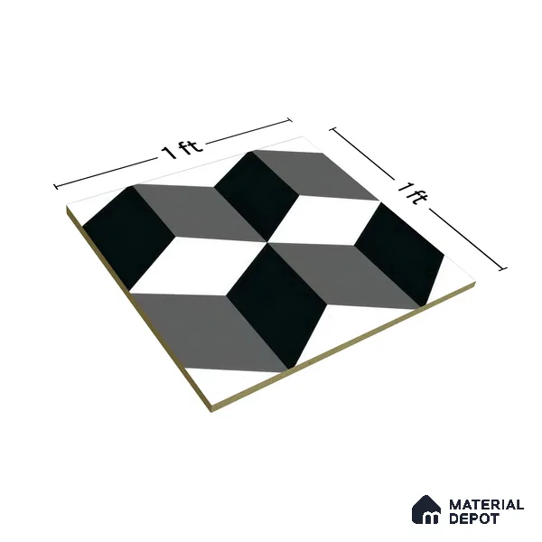 Moroccan Tile TL 05182 Zellige Shadow Sands Black 1 ft x 1 ft Vitrified Matte Finish - 9 mm | Suitable for Kitchen, Bathroom, Balcony Floor & Wall (Sample)