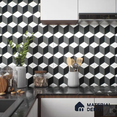 Moroccan Tile TL 05182 Zellige Shadow Sands Black 1 ft x 1 ft Vitrified Matte Finish - 9 mm | Suitable for Kitchen, Bathroom, Balcony Floor & Wall (Sample)