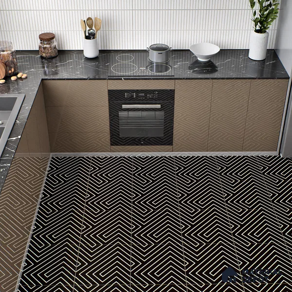 Moroccan Tile TL 05214 Zellige Stagger Lines Multi Colour 1 ft x 1 ft Vitrified Matte Finish - 9 mm | Suitable for Kitchen, Bathroom, Balcony Floor & Wall | Please Expect a Slight Variation of Pattern (Sample)