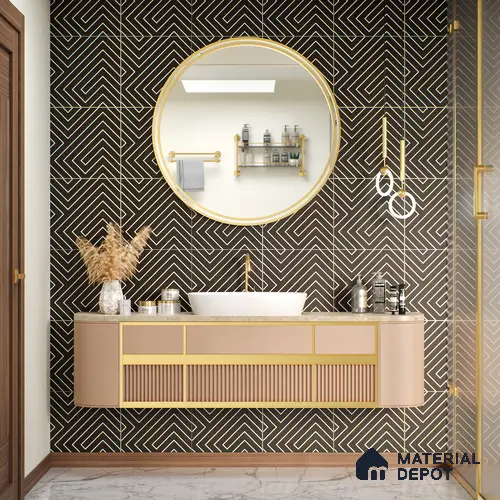 Moroccan Tile TL 05214 Zellige Stagger Lines Multi Colour 1 ft x 1 ft Vitrified Matte Finish - 9 mm | Suitable for Kitchen, Bathroom, Balcony Floor & Wall | Please Expect a Slight Variation of Pattern