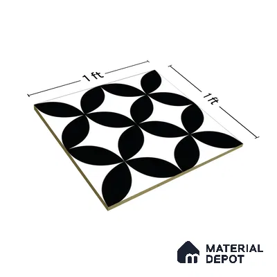 Moroccan Tile TL 05215 Zellige Ebony Oasis Multi Colour 1 ft x 1 ft Vitrified Matte Finish - 9 mm | Suitable for Kitchen, Bathroom, Balcony Floor & Wall | Please Expect a Slight Variation of Pattern (Sample)