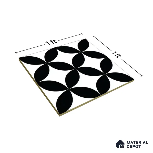 Moroccan Tile TL 05215 Zellige Ebony Oasis Multi Colour 1 ft x 1 ft Vitrified Matte Finish - 9 mm | Suitable for Kitchen, Bathroom, Balcony Floor & Wall | Please Expect a Slight Variation of Pattern (Sample)