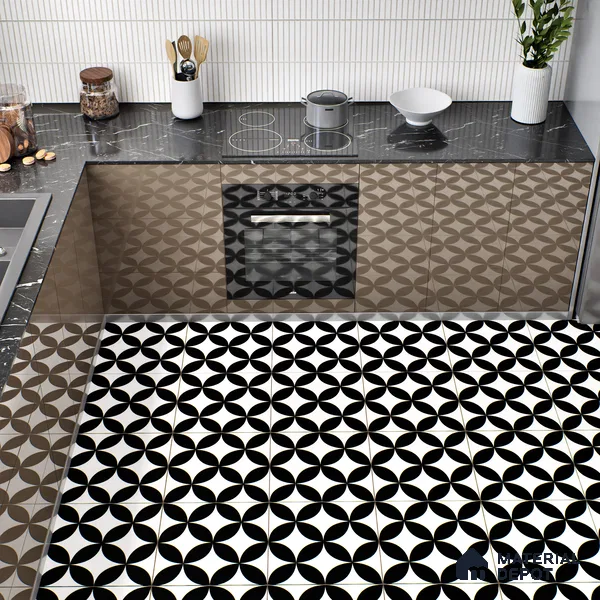 Moroccan Tile TL 05215 Zellige Ebony Oasis Multi Colour 1 ft x 1 ft Vitrified Matte Finish - 9 mm | Suitable for Kitchen, Bathroom, Balcony Floor & Wall | Please Expect a Slight Variation of Pattern (Sample)