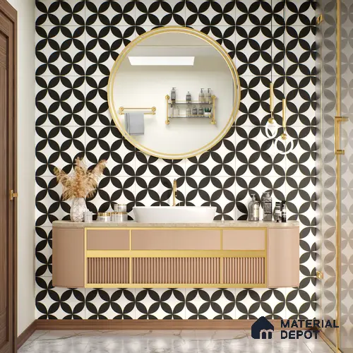Moroccan Tile TL 05215 Zellige Ebony Oasis Multi Colour 1 ft x 1 ft Vitrified Matte Finish - 9 mm | Suitable for Kitchen, Bathroom, Balcony Floor & Wall | Please Expect a Slight Variation of Pattern