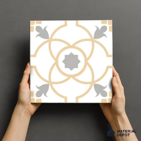 Moroccan Tile TL 05216 Zellige Orange Bloom Multi Colour 1 ft x 1 ft Vitrified Matte Finish - 9 mm | Suitable for Kitchen, Bathroom, Balcony Floor & Wall | Please Expect a Slight Variation of Pattern