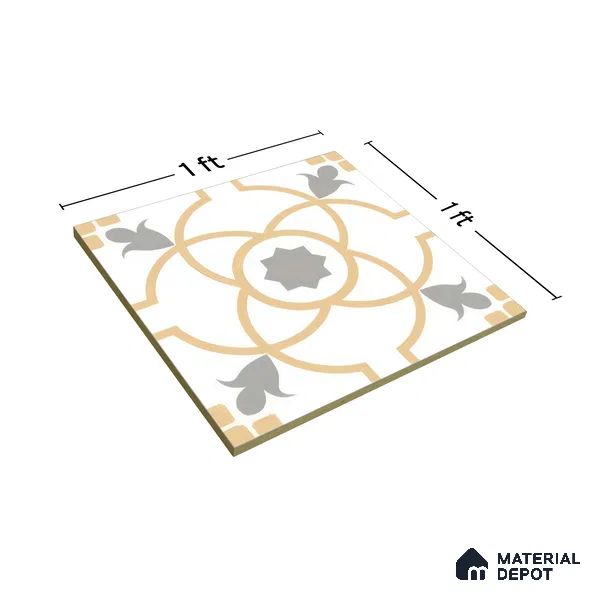 Moroccan Tile TL 05216 Zellige Orange Bloom Multi Colour 1 ft x 1 ft Vitrified Matte Finish - 9 mm | Suitable for Kitchen, Bathroom, Balcony Floor & Wall | Please Expect a Slight Variation of Pattern