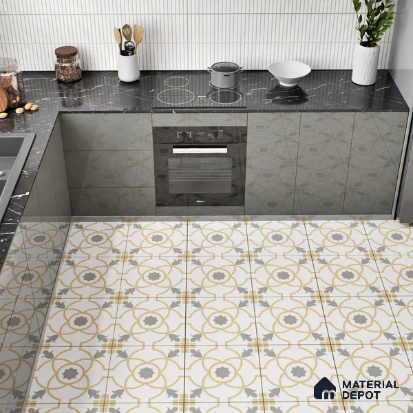 Moroccan Tile TL 05216 Zellige Orange Bloom Multi Colour 1 ft x 1 ft Vitrified Matte Finish - 9 mm | Suitable for Kitchen, Bathroom, Balcony Floor & Wall | Please Expect a Slight Variation of Pattern