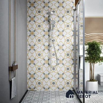 Moroccan Tile TL 05216 Zellige Orange Bloom Multi Colour 1 ft x 1 ft Vitrified Matte Finish - 9 mm | Suitable for Kitchen, Bathroom, Balcony Floor & Wall | Please Expect a Slight Variation of Pattern