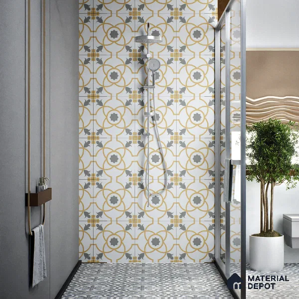 Moroccan Tile TL 05216 Zellige Orange Bloom Multi Colour 1 ft x 1 ft Vitrified Matte Finish - 9 mm | Suitable for Kitchen, Bathroom, Balcony Floor & Wall | Please Expect a Slight Variation of Pattern