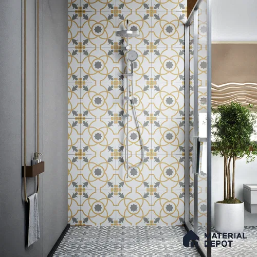 Moroccan Wall & Floor Tile TL 05216 Zellige Orange Bloom Multi Colour 1 ft x 1 ft Vitrified Matte Finish - 9 mm | Suitable for Kitchen, Bathroom, Balcony | Please Expect a Slight Variation of Pattern