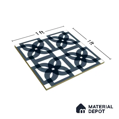 Moroccan Tile TL 05183 Zellige Blue Overlaps Multi Colour 1 ft x 1 ft Vitrified Matte Finish - 9 mm | Suitable for Kitchen, Bathroom, Balcony Floor & Wall | Please Expect a Slight Variation of Pattern (Sample)
