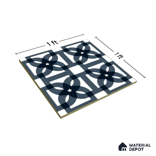 Moroccan Tile TL 05183 Zellige Blue Overlaps Multi Colour 1 ft x 1 ft Vitrified Matte Finish - 9 mm | Suitable for Kitchen, Bathroom, Balcony Floor & Wall | Please Expect a Slight Variation of Pattern (Sample)