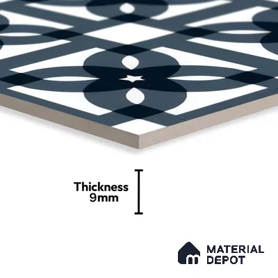 Moroccan Tile TL 05183 Zellige Blue Overlaps Multi Colour 1 ft x 1 ft Vitrified Matte Finish - 9 mm | Suitable for Kitchen, Bathroom, Balcony Floor & Wall | Please Expect a Slight Variation of Pattern (Sample)