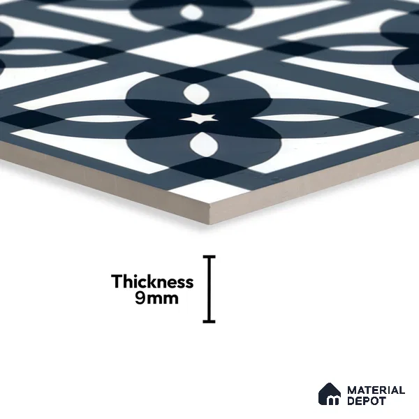 Moroccan Tile TL 05183 Zellige Blue Overlaps Multi Colour 1 ft x 1 ft Vitrified Matte Finish - 9 mm | Suitable for Kitchen, Bathroom, Balcony Floor & Wall | Please Expect a Slight Variation of Pattern (Sample)