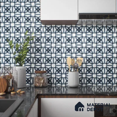 Moroccan Tile TL 05183 Zellige Blue Overlaps Multi Colour 1 ft x 1 ft Vitrified Matte Finish - 9 mm | Suitable for Kitchen, Bathroom, Balcony Floor & Wall | Please Expect a Slight Variation of Pattern (Sample)