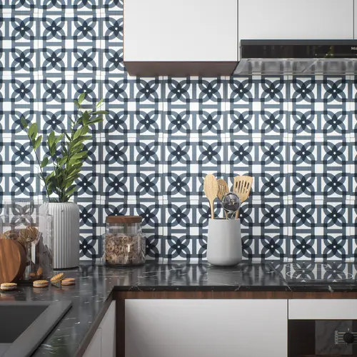 Moroccan Tile TL 05183 Zellige Blue Overlaps Multi Colour 1 ft x 1 ft Vitrified Matte Finish - 9 mm | Suitable for Kitchen, Bathroom, Balcony Floor & Wall | Please Expect a Slight Variation of Pattern