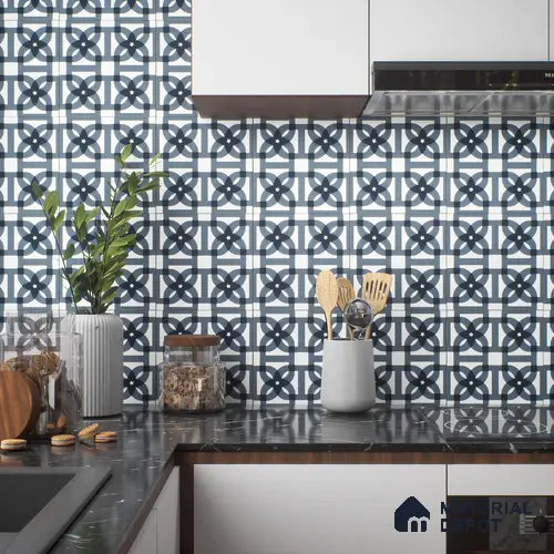 Moroccan Tile TL 05183 Zellige Blue Overlaps Multi Colour 1 ft x 1 ft Vitrified Matte Finish - 9 mm | Suitable for Kitchen, Bathroom, Balcony Floor & Wall | Please Expect a Slight Variation of Pattern