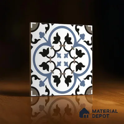 Moroccan Tile TL 05184 B Zellige Blue Liner Floral Multi Colour 1 ft x 1 ft Vitrified Matte Finish - 9 mm | Suitable for Kitchen, Bathroom, Balcony Floor & Wall | Please Expect a Slight Variation of Pattern