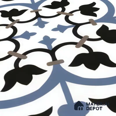 Moroccan Tile TL 05184 B Zellige Blue Liner Floral Multi Colour 1 ft x 1 ft Vitrified Matte Finish - 9 mm | Suitable for Kitchen, Bathroom, Balcony Floor & Wall | Please Expect a Slight Variation of Pattern