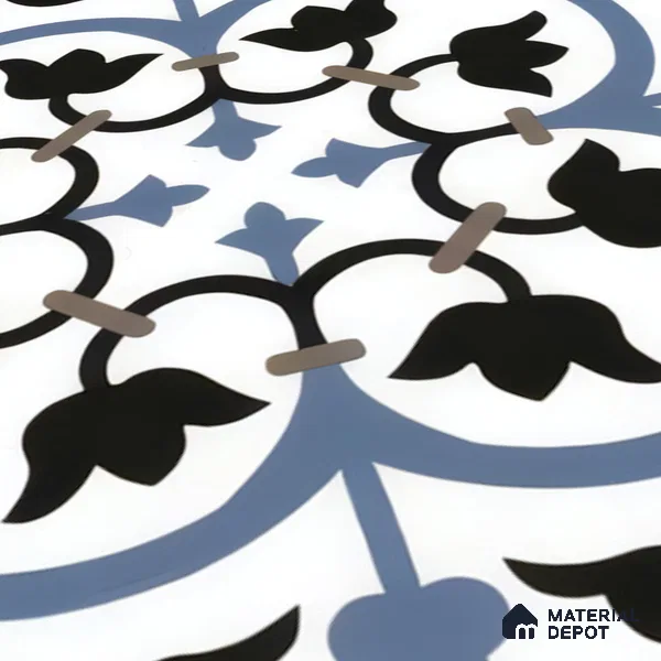 Moroccan Tile TL 05184 B Zellige Blue Liner Floral Multi Colour 1 ft x 1 ft Vitrified Matte Finish - 9 mm | Suitable for Kitchen, Bathroom, Balcony Floor & Wall | Please Expect a Slight Variation of Pattern