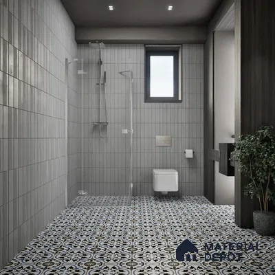 Moroccan Tile TL 05184 B Zellige Blue Liner Floral Multi Colour 1 ft x 1 ft Vitrified Matte Finish - 9 mm | Suitable for Kitchen, Bathroom, Balcony Floor & Wall | Please Expect a Slight Variation of Pattern