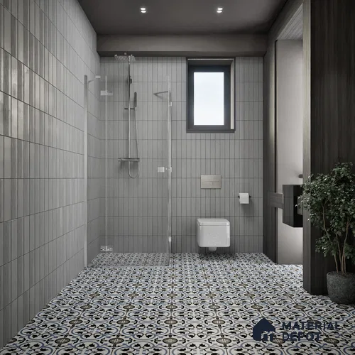 Moroccan Tile TL 05184 B Zellige Blue Liner Floral Multi Colour 1 ft x 1 ft Vitrified Matte Finish - 9 mm | Suitable for Kitchen, Bathroom, Balcony Floor & Wall | Please Expect a Slight Variation of Pattern