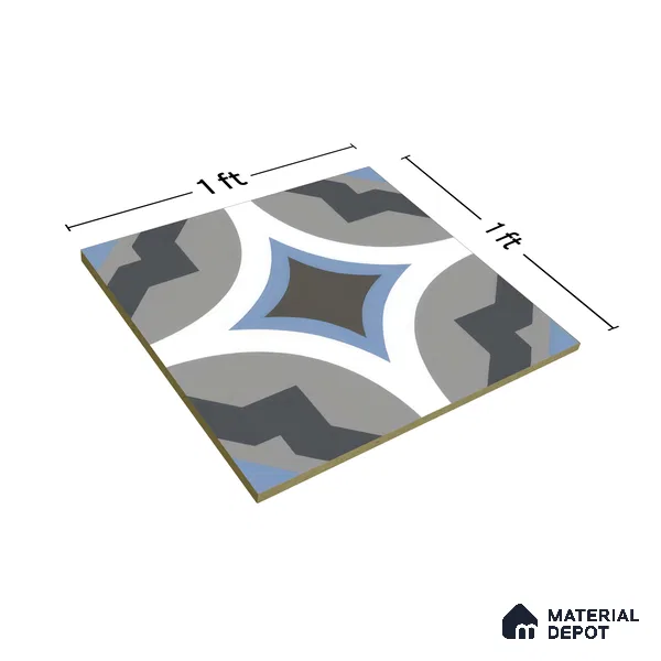 Moroccan Tile TL 05185 Zellige Starry Grey Multi Colour 1 ft x 1 ft Vitrified Matte Finish - 9 mm | Suitable for Kitchen, Bathroom, Balcony Floor & Wall (Sample)