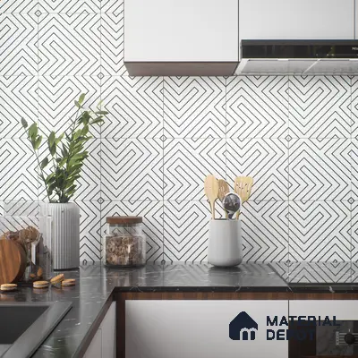 Moroccan Tile TL 05186 Zellige Puzzle Lines Multi Colour 1 ft x 1 ft Vitrified Matte Finish - 9 mm | Suitable for Kitchen, Bathroom, Balcony Floor & Wall | Please Expect a Slight Variation of Pattern