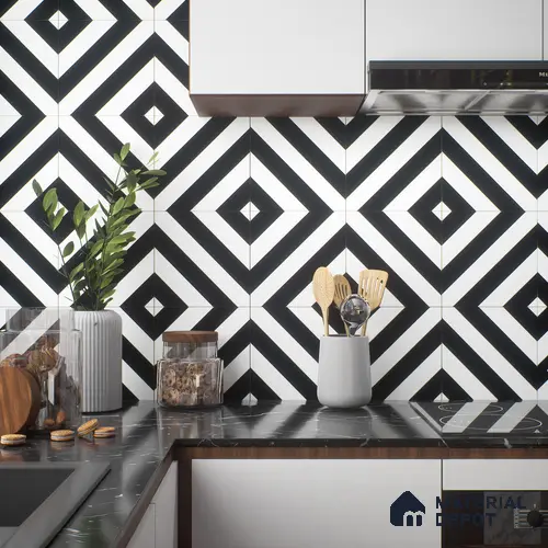 Moroccan Tile TL 05187 Zellige Linear Zebra Multi Colour 1 ft x 1 ft Vitrified Matte Finish - 9 mm | Suitable for Kitchen, Bathroom, Balcony Floor & Wall | Please Expect a Slight Variation of Pattern
