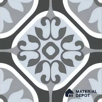 Moroccan Wall & Floor Tile TL 05191 Zellige Floral Grey Multi Colour 1 ft x 1 ft Porcelain Matte Finish - 9 mm | Suitable for Kitchen, Bathroom, Balcony | Please Expect a Slight Variation of Pattern