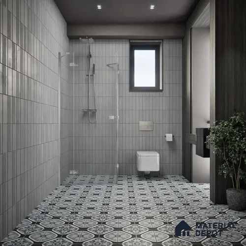 Moroccan Wall & Floor Tile TL 05191 Zellige Floral Grey Multi Colour 1 ft x 1 ft Vitrified Matte Finish - 9 mm | Suitable for Kitchen, Bathroom, Balcony | Please Expect a Slight Variation of Pattern