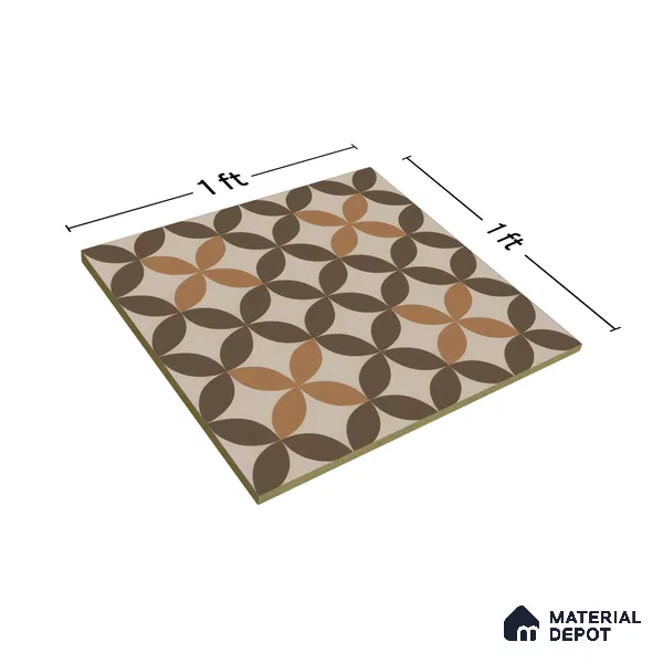 Moroccan Tile TL 05192 B Zellige Brown Olympia Multi Colour 1 ft x 1 ft Vitrified Matte Finish - 9 mm | Suitable for Kitchen, Bathroom, Balcony Floor & Wall | Please Expect a Slight Variation of Pattern (Sample)